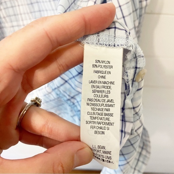 L.L Bean | Nylon Plaid Button Down Top Size Medium - Picture 11 of 13